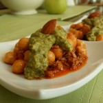 Vegan Chorizo, Apple, and Chickpeas with Fresh Kale and Cashew Sauce