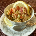 A “New” Twist on 4th of July Potato Salad:  Vegan Roasted “New” Potato Salad with Smoky Fresh Pea Mayo, Fresh Peas, Lemon Zest and Roasted Almonds