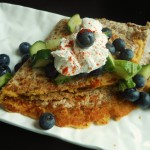 Vegan 5-Ingredient Quesadillas with Garlic Hummus and Cucumber-Blueberry Salsa