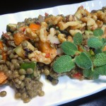 Vegan Lentil Salad with Grilled Zucchini, Roma Tomatoes, and Pepper Jelly-Sage Vinaigrette