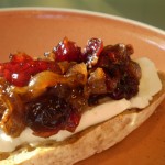 On the 8th Day of Christmas…Vegan Crostini with “Cream Cheese” and Caramelized Onion-Cranberry Chutney