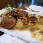 Vegan Cauliflower Steaks with Curry Bechamel Sauce and Candied Eggplant a la Inn at Little Washington