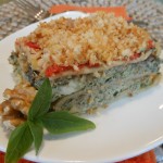 Vegan Lasagna with Creamy Swiss Chard Filling, Walnut Pesto, and Fresh Roma Tomato Sauce