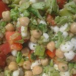 Vegan Broccoli, Chickpea, Hominy and Fresh Tomato Salad