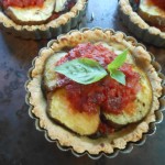 Layered Vegan Eggplant Tart with Roasted Red Pepper Sauce