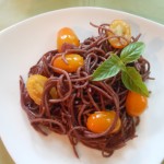 Vegan Red Zinfandel Pasta with Golden Grape Tomatoes