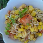 Southern Vegan Quinoa and Brown Rice Salad with Corn, Peanuts and Fresh Tomatoes