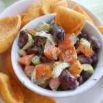 Vegan Red-and-Green Snow Day Salad (with Dark Red Kidney Beans, Red Bell Pepper, Green Onions, Celery, and Dill)