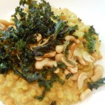 Vegan Coconut Yellow Dal with Grilled Kale and Cashews