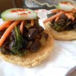 Vegan Black Bean, Kale & Corncake Snack Stacks (with Garlic Aioli)