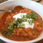 Vegan Grilled Watermelon Gazpacho with Lime Sour Cream