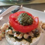 Vegan Tri-Pepper Chickpea Salad Stack (with Sunflower Seeds, Tomato, and Chimichurri) and Farewell to Miss Minnie