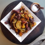 Vegan Middle Eastern Roasted Tri-Color Carrots and Fennel with Cucumber-Chickpea “Yogurt” Sauce