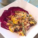 Vegan Smoky Grilled Asparagus and Chickpea Salad <br> in Raddichio Cups