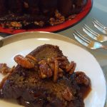 Vegan Pumpkin Ale Spice Cake with Salted Pecan Caramel Glaze