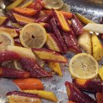 Vegan Maple-Mustard Roasted Tri-Color Roasted Carrots<br>with Lemon