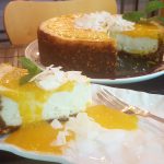 Vegan Coconut Cream-Mandarin Orange Cheesecake Extraordinaire with Spicy Peanut-Gingersnap Crust<br>+ a Plain Cheesecake Option