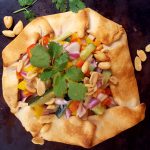 Vegan Thai Chick’n Croustade<br>(quick  & easy with prepared crust)<br>and Cucumber Salad Topping