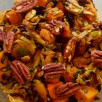 Vegan Roasted Brussels Sprouts and Butternut Salad<br>with Orange-Maple Vinaigrette