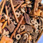 Vegan Kentucky Bluegrass Chex Mix: Bourbon, “Bacon,” & Pecans