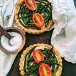 Italian Asparagus-Cheese Tarts with Spicy Peanut Crust (vegan & plant-based)