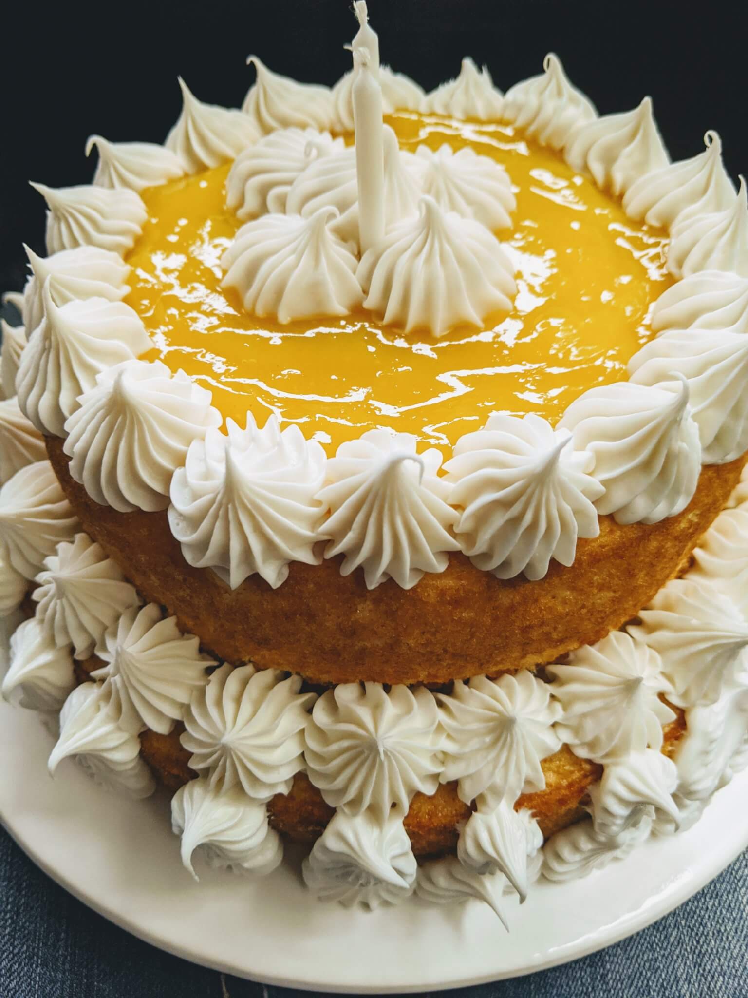 Vegan Birthday Cake (from a box!) with Homemade Vegan Lemon Curd