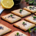 Lemon Lavender Shortbread Cookies with Lemon Cream Cheese Glaze (vegan & plant-based)