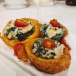 Beer Battered Onion Ring Cups with Cream Cheese Spinach (vegan & plant-based)